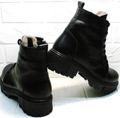 Теплые зимние ботинки женские кожаные с мехом Frenzony 701-20 Black Leather&Fur.