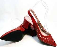 Модные женские туфли на среднем каблуке летние G.U.E.R.O G067-TN Red