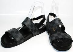 Мужские кожаные сандалии Louis Vuitton 1008 01Blak.