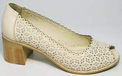 Туфли женские каблук 5 см летние Sturdy Shoes 87-43 24 Lighte Beige.