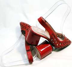 Туфли босоножки на каблуке с закрытым носком женские G.U.E.R.O G067-TN Red