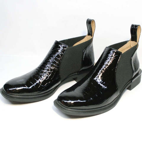 Модные туфли полуботинки челси женские. Низкие ботильоны с квадратным носом без каблука Ari Andano BS (39 размер)