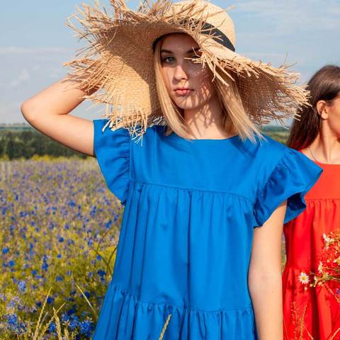 Детское, подростковое летнее платье для девочек в синем цвете