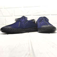 Синие туфли мужские business casual стиль Luciano Bellini 91268-S-321 Black Blue.
