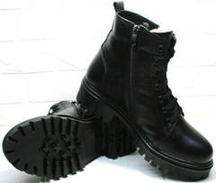 Женские кожаные зимние ботинки на толстой подошве Frenzony 701-20 Black Leather&Fur.