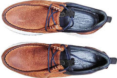Коричневые туфли мужские мокасины из натуральной кожи Arsello 33-19 Brown White.