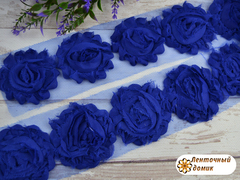 Шифоновые шебби-розы синие диаметр 6 см