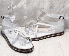 Модные сандали кожаные босоножки женские Evromoda 454-402 White.