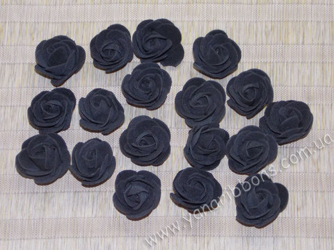 Роза из фоамирана черная диаметр 3-3,5 см