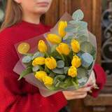 Photo of Sunny bouquet with tulips and eucalyptus «Lemon & Mint»