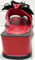 Шлепки с квадратным носком босоножки на квадратном каблуке Derem 042-921-02 Red Black.