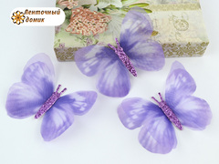 Бабочки шифоновые с розовым тельцем фиолетовая №9