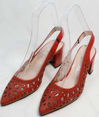 Женские открытые туфли босоножки красные на каблуке G.U.E.R.O G067-TN Red