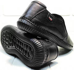 Мужские летние слипоны туфли кожаные casual стиль для мужчин Ridge Z-291-80 All Black.