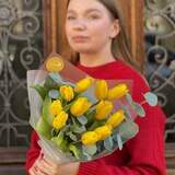 Photo of Sunny bouquet with tulips and eucalyptus «Lemon & Mint»