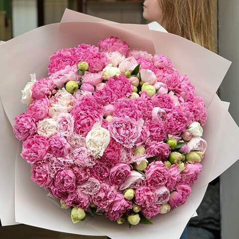 Photo of 101 peonies in a bouquet «Pink dream»