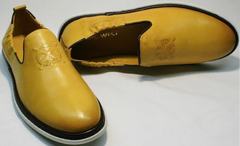 Летние туфли мужские натуральная кожа King West 053-1022 Yellow-White.