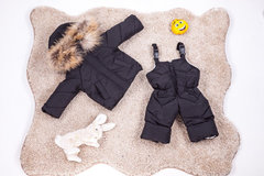 Зимний комбинезон с курткой детский Look черный однотон