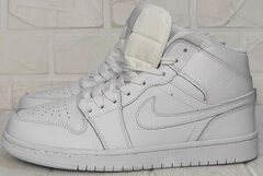 Джордан найк демисезонные кроссовки мужские кожаные белые Nike Air Jordan A806-1 All White.