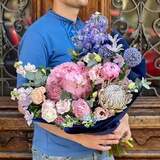 Photo of Pastel bouquet with hydrangea and protea «June Garden»