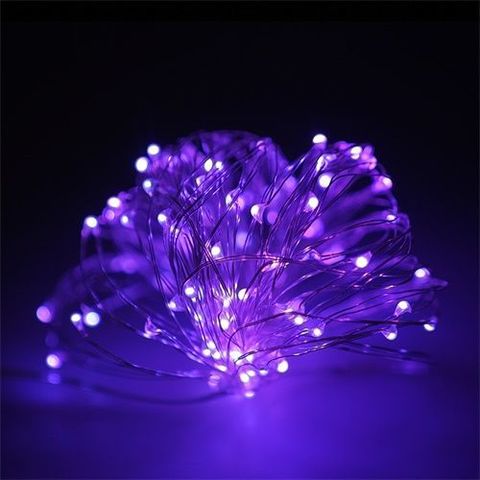 Гирлянда уличная на тонком проводе 100 LED фиолетовая