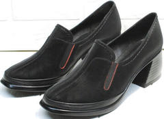 Черные туфли на широком каблуке 6 см весна осень H&G BEM 167 10B-Black.