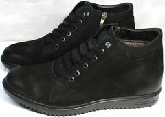Черные кожаные ботинки мужские зимние Luciano Bellini 71783 Black.