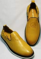 Молодежные туфли мужские летние King West 053-1022 Yellow-White.