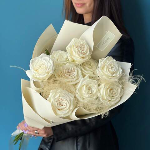 11 роз в букете «Светлая причуда», Цветы: Роза