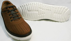 Удобные мужские туфли на спортивной подошве Vitto Men Shoes 1830 Brown White