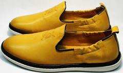 Красивые модные туфли в стиле кэжуал слипоны мужские лето King West 053-1022 Yellow-White.