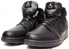 Зимние кроссовки кеды мужские Nike Air Jordan 1 Retro High Winter BV3802-945 All Black