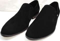 Модельные туфли черные замшевые мужские Ikoc 3410-7 Black Suede.