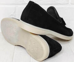 Чорні туфлі лофери чоловічі замшеві. Стильні туфлі на випускний Luciano Bellini Black Suede.