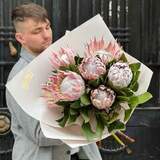 Photo of 7 king proteas in a bouquet «Unusual Crown»