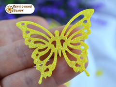 Патч-вырубка Ажурная бабочка накладка желтая