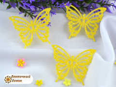 Патч-вырубка Ажурная бабочка накладка желтая