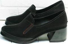 Красивые модные туфли для женщин 50 лет весна осень. Женские черные кожаные туфли с устойчивым каблуком 6 см H&G BEM 167 10B-Black.