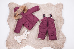 Зимний комбинезон с курткой детский Look бордовый однотон