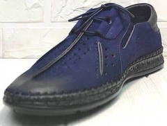 Летние мужские мокасины на лето туфли Luciano Bellini 91268-S-321 Black Blue.