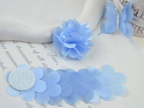 Заготовка для квітки з блискучої органзи блакитна