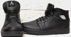 Зимние кроссовки мужские найк джордани Nike Air Jordan 1 Retro High Winter BV3802-945 All Black