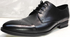 Классические мужские туфли на шнурках Ikoc 2249-1 Black Leather.