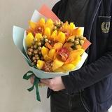 Photo of Bouquet with yellow tulips «Sunny mood»