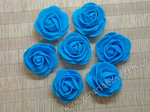 Роза из фоамирана синяя диаметр 3 и 4 см