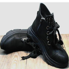 Кроссовки ботинки кожаные женские Rifellini Rovigo 525 Black.