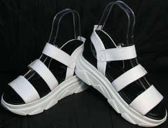 Босоножки сандали кожаные женские Evromoda 3078-107 Sport White