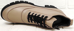 Женские ботильоны на шнурках ботинки натуральная кожа Yudi B-20 082 Beige.
