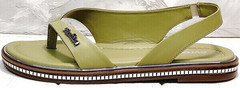 Кожаные шлепанцы босоножки без каблука Evromoda 454-411 Olive.