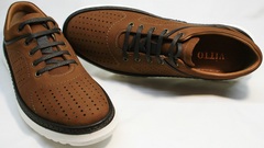 Модные мужские туфли под джинсы Vitto Men Shoes 1830 Brown White